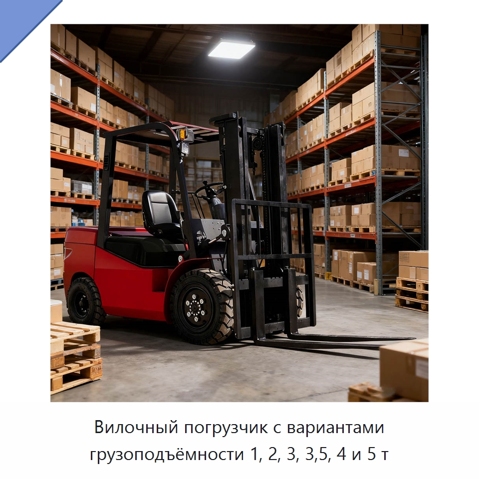 Вилочный погрузчик с вариантами грузоподъёмности 1, 2, 3, 3,5, 4 и 5 т — Вилочные погрузчики