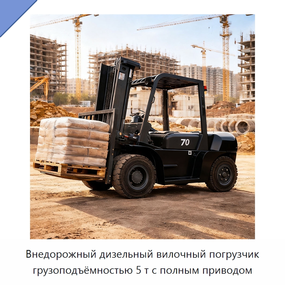Внедорожный дизельный вилочный погрузчик грузоподъёмностью 5 т с полным приводом — Вилочные погрузчики