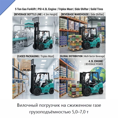 Вилочный погрузчик на сжиженном газе грузоподъёмностью 5,0–7,0 т