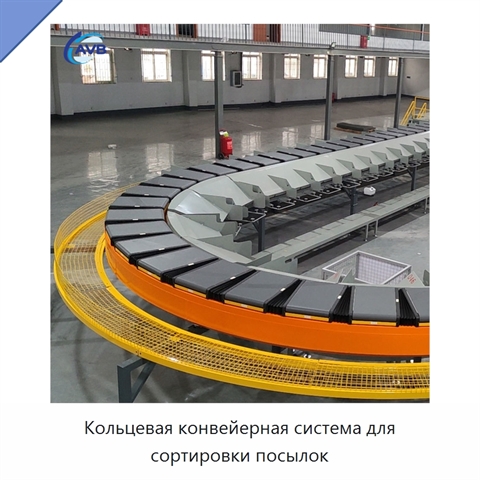 Кольцевая конвейерная система для сортировки посылок