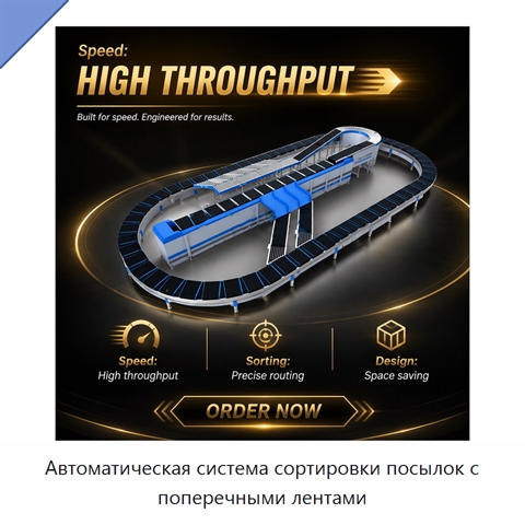 Автоматическая система сортировки посылок с поперечными лентами