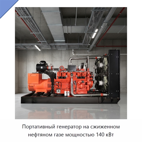 Портативный генератор на сжиженном нефтяном газе мощностью 140 кВт