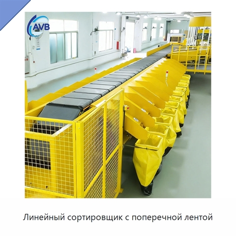 Линейный сортировщик с поперечной лентой