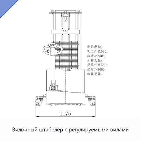 Вилочный штабелер с регулируемыми вилами
