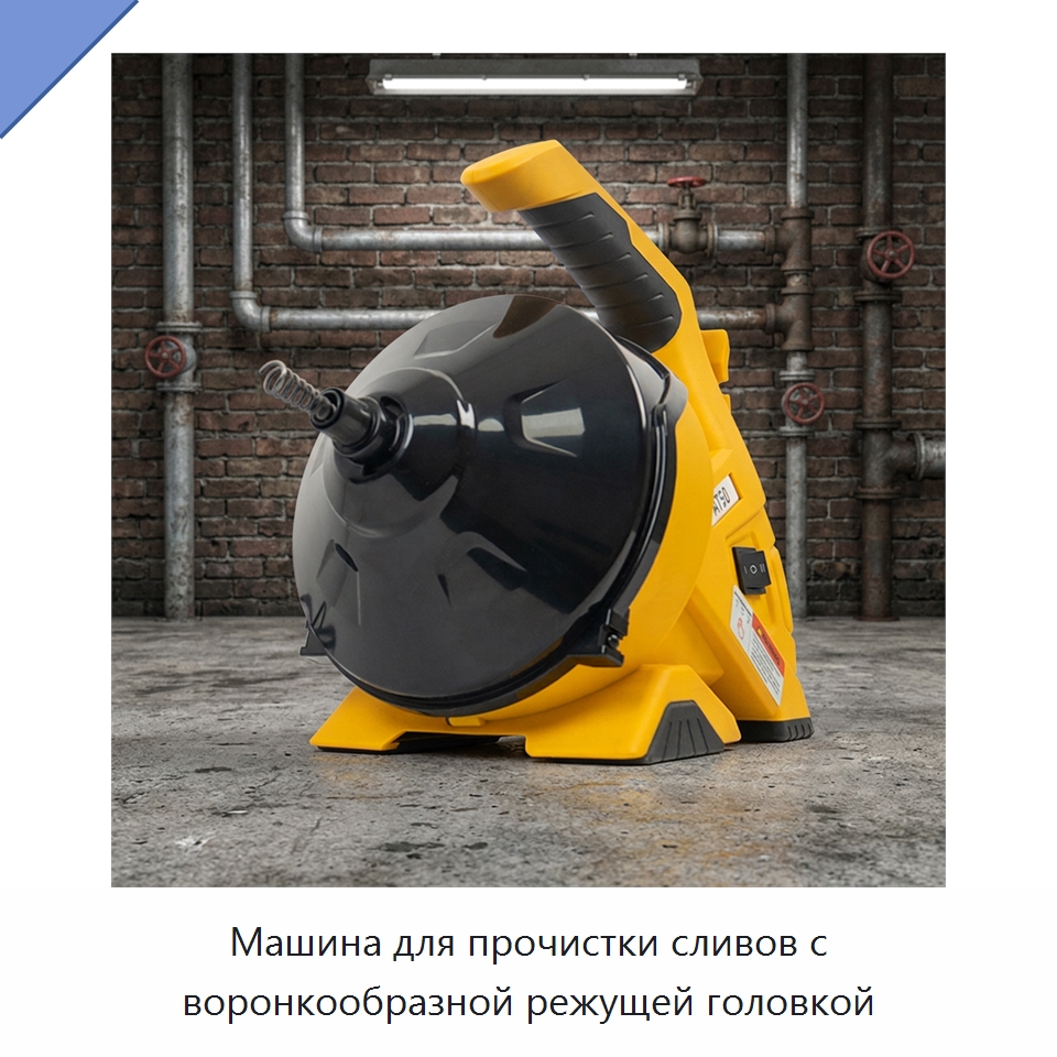 Машина для прочистки сливов с воронкообразной режущей головкой — Специальный электроинструмент