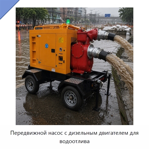 Передвижной насос с дизельным двигателем для водоотлива