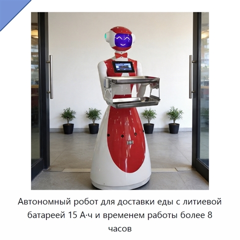 Автономный робот для доставки еды с литиевой батареей 15 А·ч и временем работы более 8 часов