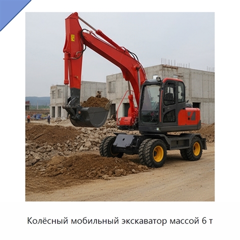 Колёсный мобильный экскаватор массой 6 т