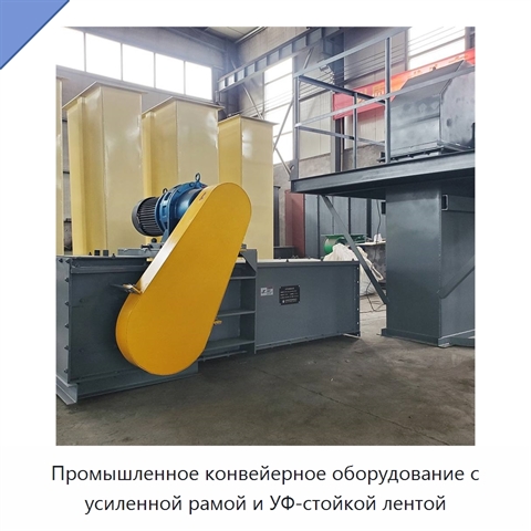 Промышленное конвейерное оборудование с усиленной рамой и УФ-стойкой лентой