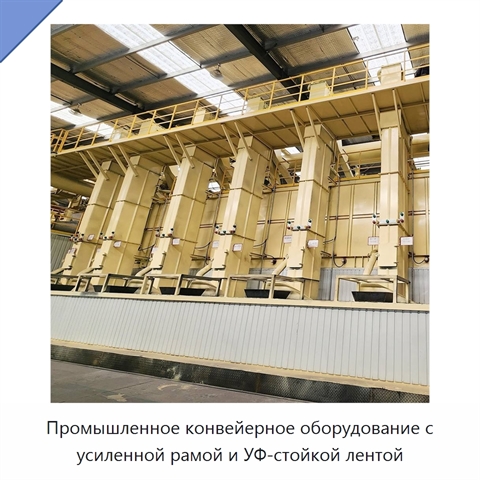 Промышленное конвейерное оборудование с усиленной рамой и УФ-стойкой лентой