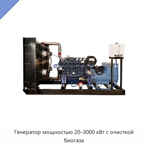 Генератор мощностью 20–3000 кВт с очисткой биогаза
