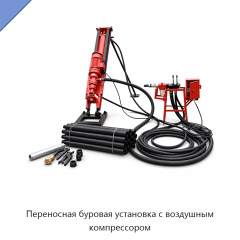 Переносная буровая установка с воздушным компрессором