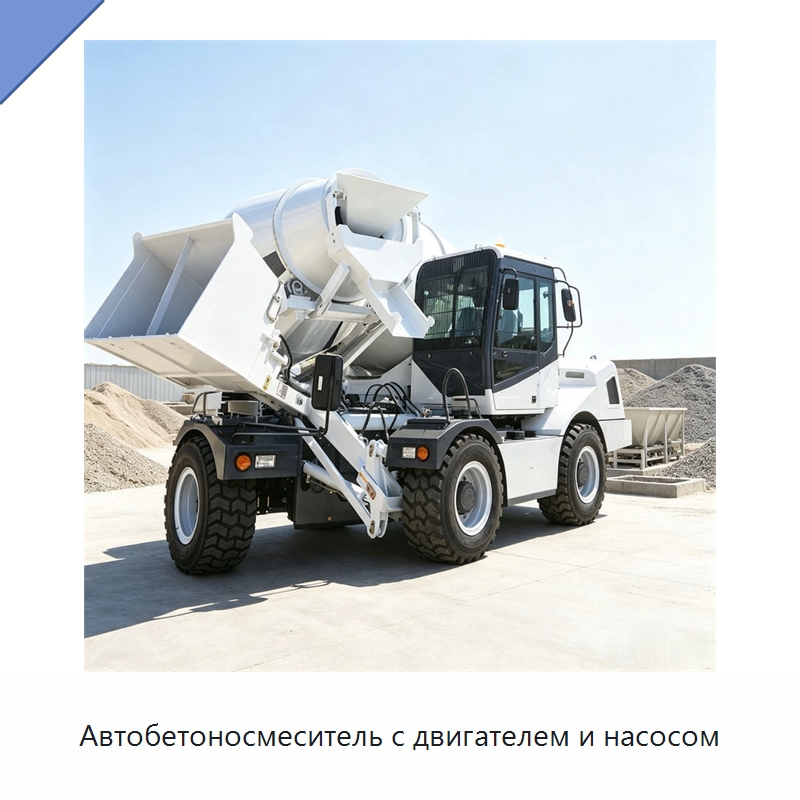 Автобетоносмеситель с двигателем и насосом — Оборудование для работы с бетоном