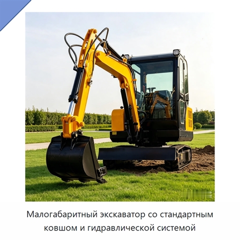 Малогабаритный экскаватор со стандартным ковшом и гидравлической системой