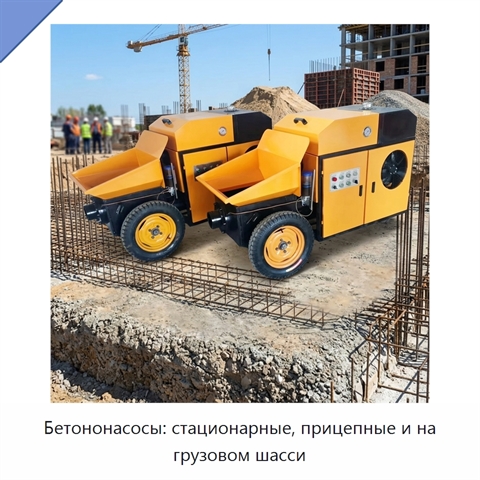 Бетононасосы: стационарные, прицепные и на грузовом шасси