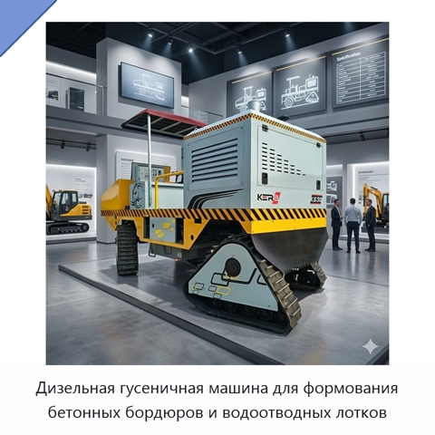 Дизельная гусеничная машина для формования бетонных бордюров и водоотводных лотков