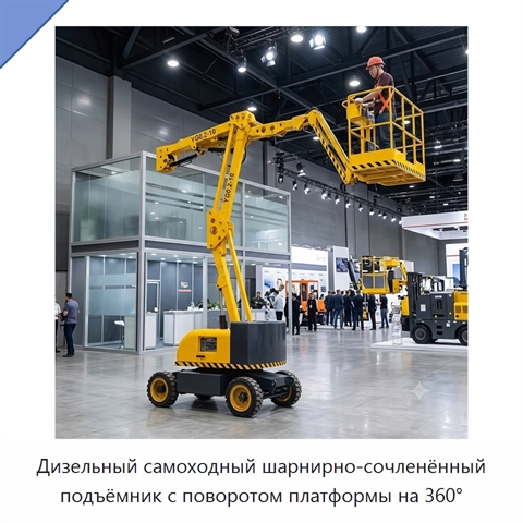 Дизельный самоходный шарнирно-сочленённый подъёмник с поворотом платформы на 360°