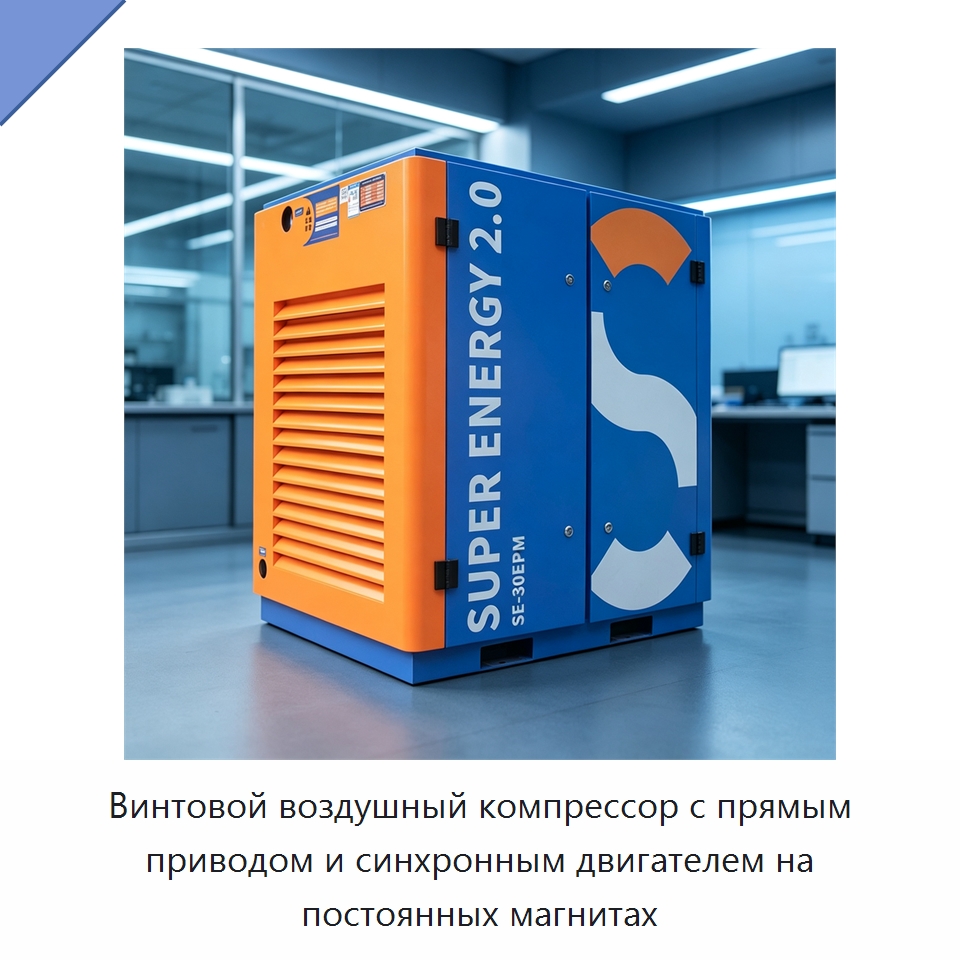 Винтовой воздушный компрессор с прямым приводом и синхронным двигателем на постоянных магнитах — Промышленные компрессоры