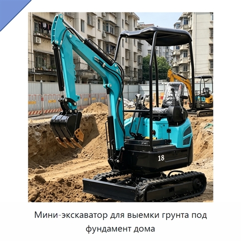 Мини-экскаватор для выемки грунта под фундамент дома