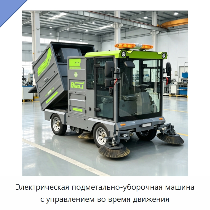 Электрическая подметально-уборочная машина с управлением во время движения — Коммунальная техника