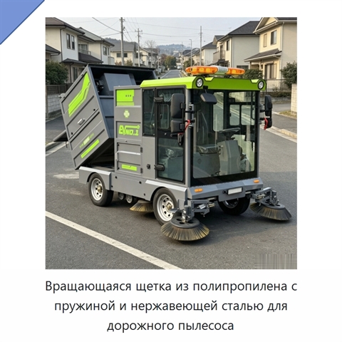 Вращающаяся щетка из полипропилена с пружиной и нержавеющей сталью для дорожного пылесоса