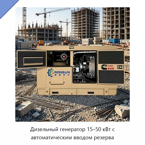 Дизельный генератор 15–50 кВт с автоматическим вводом резерва