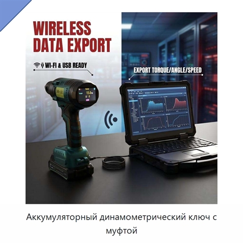 Аккумуляторный динамометрический ключ с муфтой
