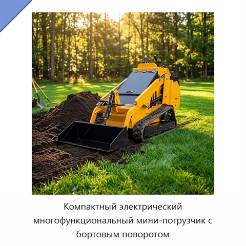 Компактный электрический многофункциональный мини-погрузчик с бортовым поворотом