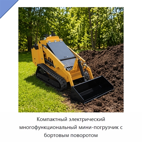 Компактный электрический многофункциональный мини-погрузчик с бортовым поворотом