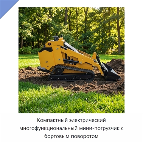 Компактный электрический многофункциональный мини-погрузчик с бортовым поворотом