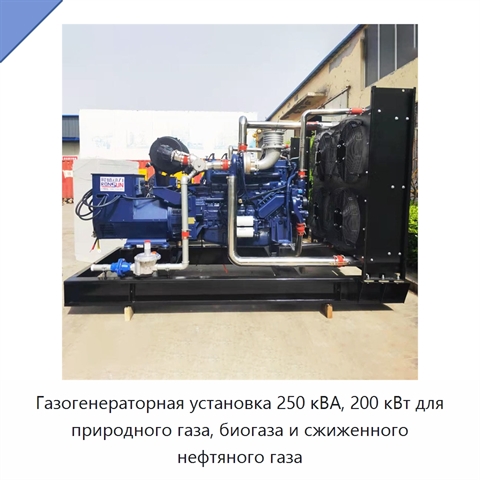 Газогенераторная установка 250 кВА, 200 кВт для природного газа, биогаза и сжиженного нефтяного газа