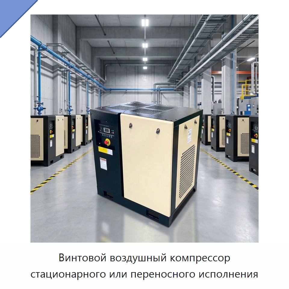 Винтовой воздушный компрессор стационарного или переносного исполнения — Промышленные компрессоры