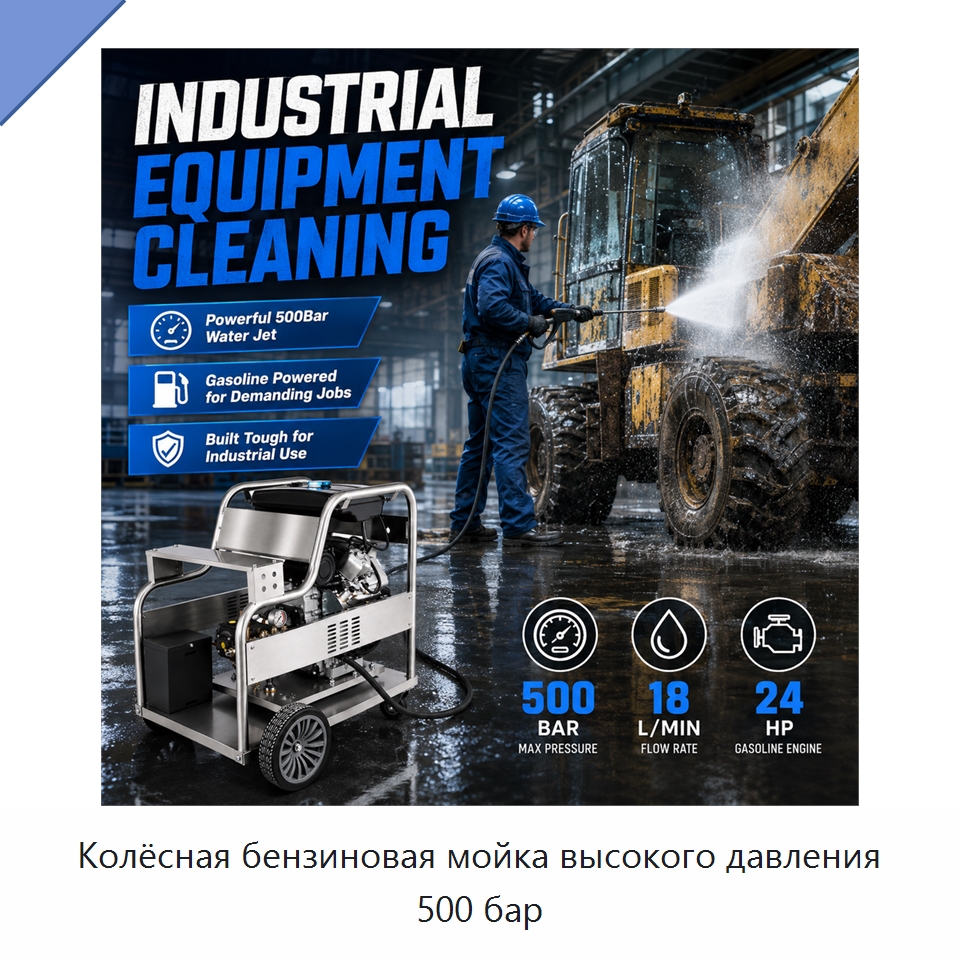 Колёсная бензиновая мойка высокого давления 500 бар — Аппараты высокого давления