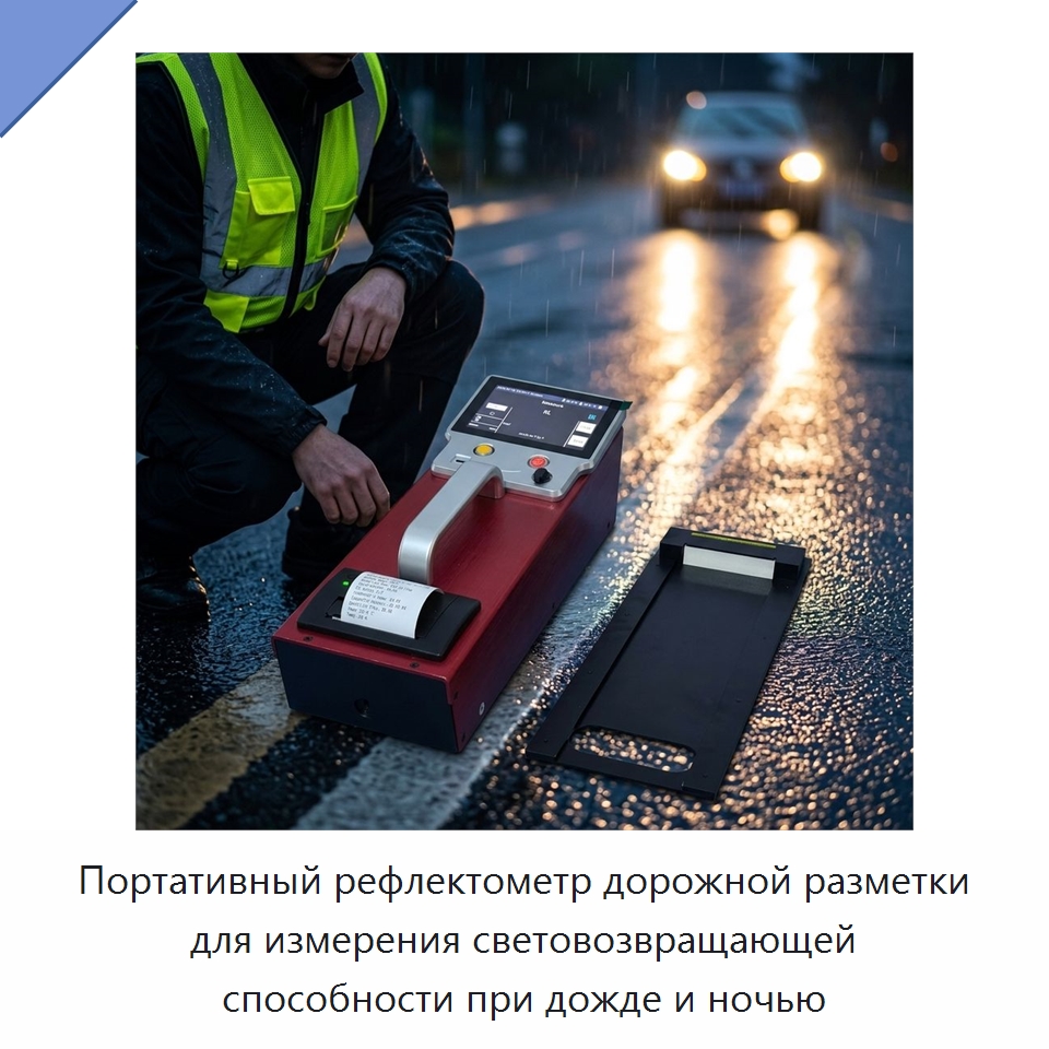 Портативный рефлектометр дорожной разметки для измерения световозвращающей способности при дожде и ночью — Испытательное оборудование