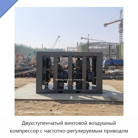 Двухступенчатый винтовой воздушный компрессор с частотно-регулируемым приводом