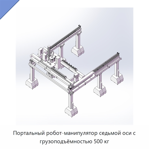 Портальный робот-манипулятор седьмой оси с грузоподъёмностью 500 кг