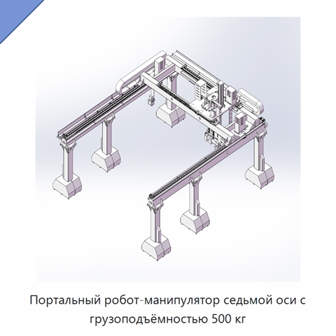 Портальный робот-манипулятор седьмой оси с грузоподъёмностью 500 кг