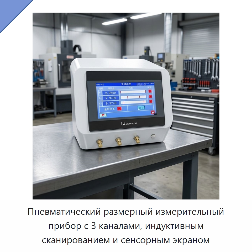 Пневматический размерный измерительный прибор с 3 каналами, индуктивным сканированием и сенсорным экраном — Специальные испытательные приборы