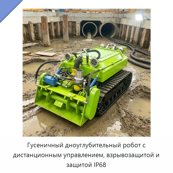 Гусеничный дноуглубительный робот с дистанционным управлением, взрывозащитой и защитой IP68 — Коммунальная техника
