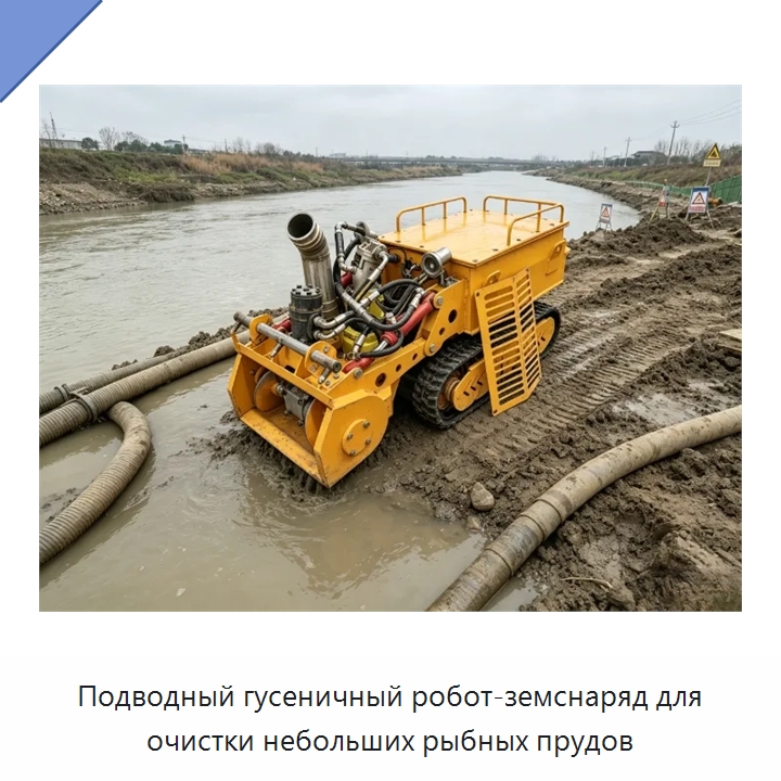 Подводный гусеничный робот-земснаряд для очистки небольших рыбных прудов — Коммунальная техника