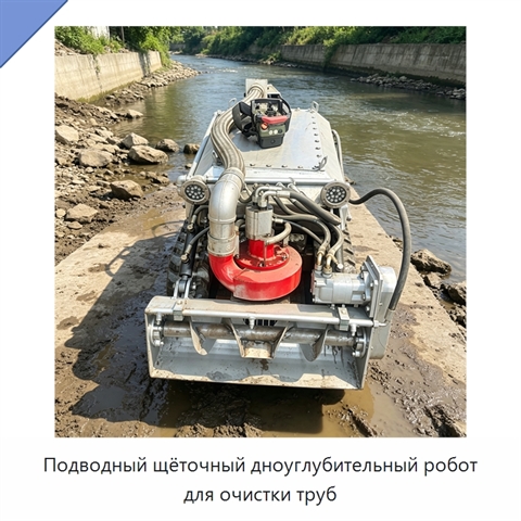 Подводный щёточный дноуглубительный робот для очистки труб