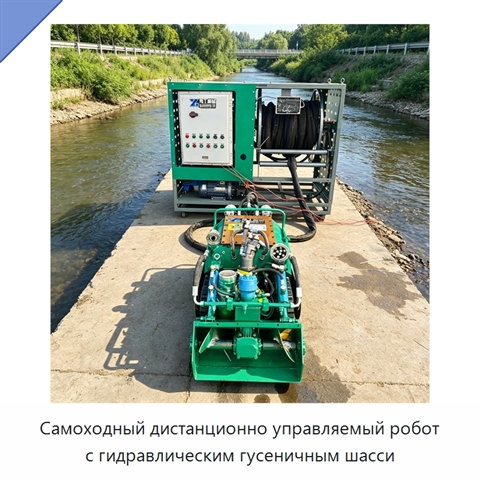 Самоходный дистанционно управляемый робот с гидравлическим гусеничным шасси