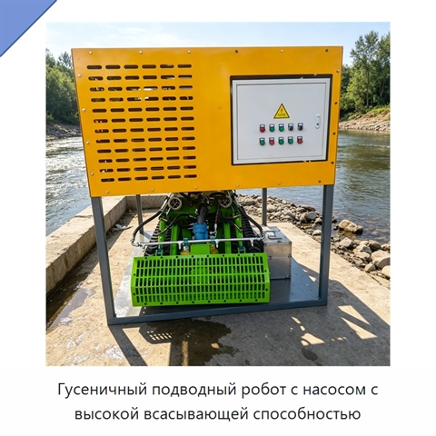 Гусеничный подводный робот с насосом с высокой всасывающей способностью