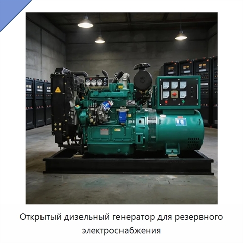 Открытый дизельный генератор для резервного электроснабжения