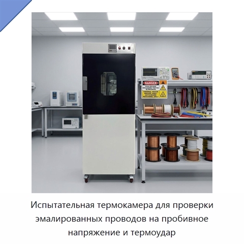 Испытательная термокамера для проверки эмалированных проводов на пробивное напряжение и термоудар