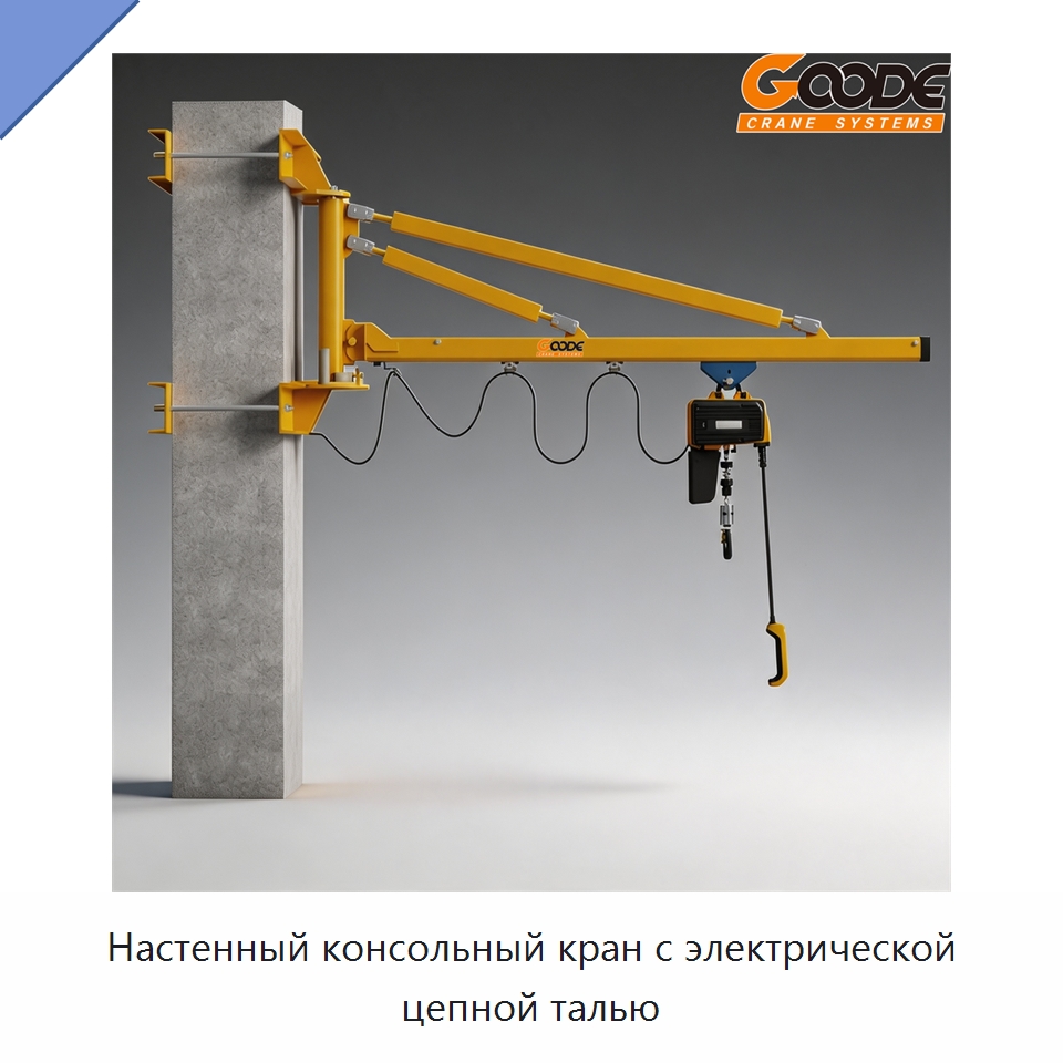 Настенный консольный кран с электрической цепной талью — Краны