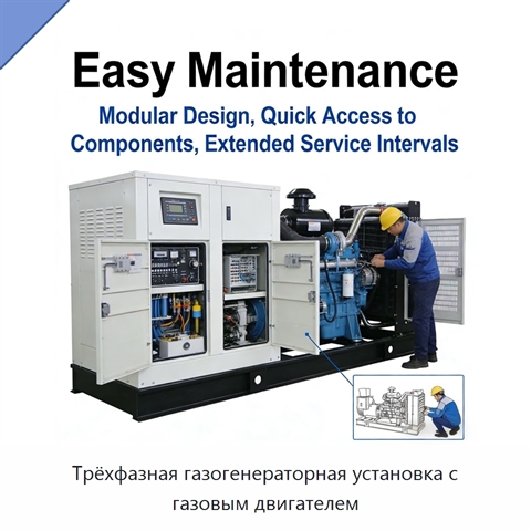 Трёхфазная газогенераторная установка с газовым двигателем