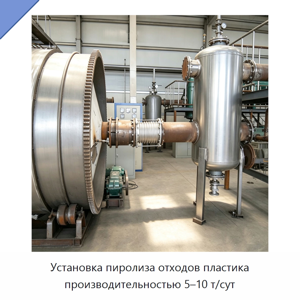 Установка пиролиза отходов пластика производительностью 5–10 т/сут — Оборудование для переработки резины