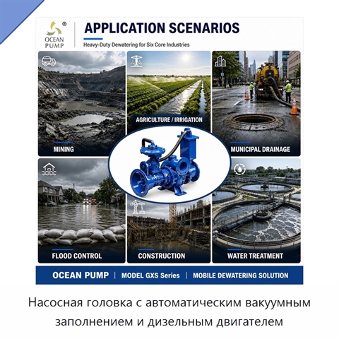 Насосная головка с автоматическим вакуумным заполнением и дизельным двигателем