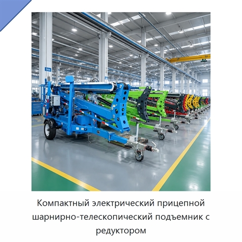 Компактный электрический прицепной шарнирно-телескопический подъемник с редуктором
